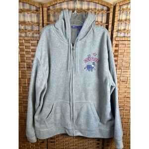 Disney Eeyore Butterflies Embroidered Gray Full Zip Fleece Hoodie Women's XLarge